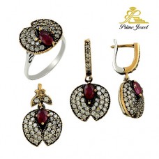 Gümüş Otantik Taşlı Set